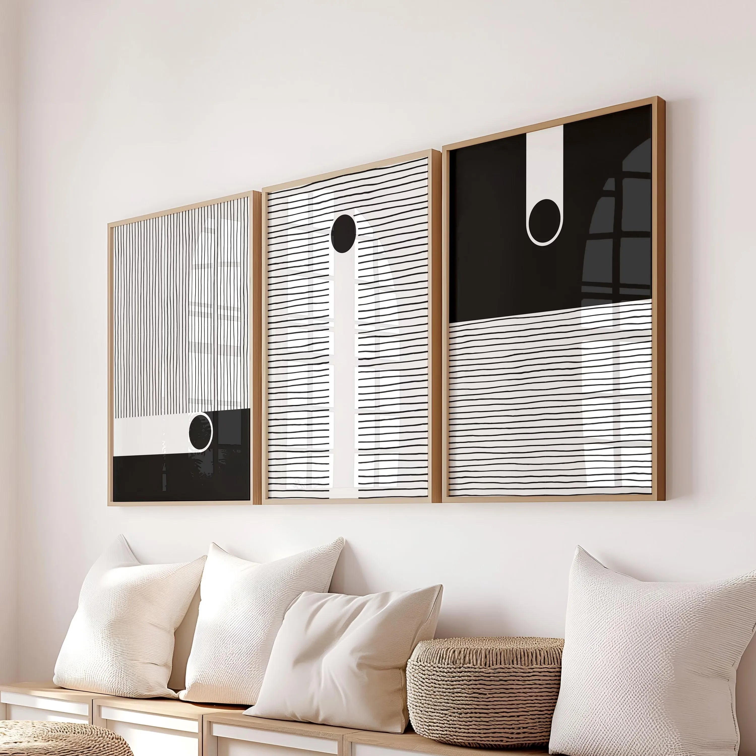 Blue Yellow Abstract Line Wall Art