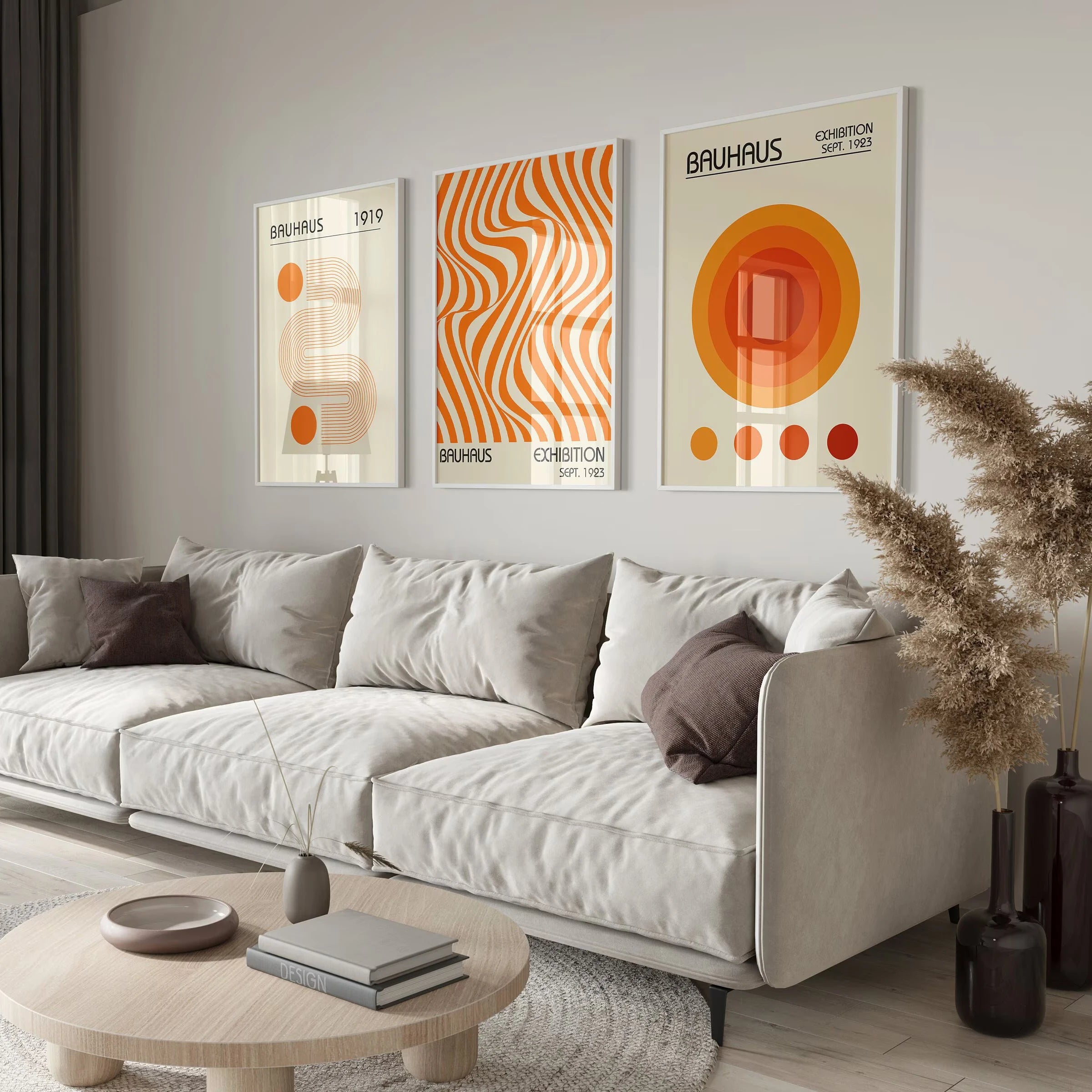 Blue Yellow Abstract Line Wall Art