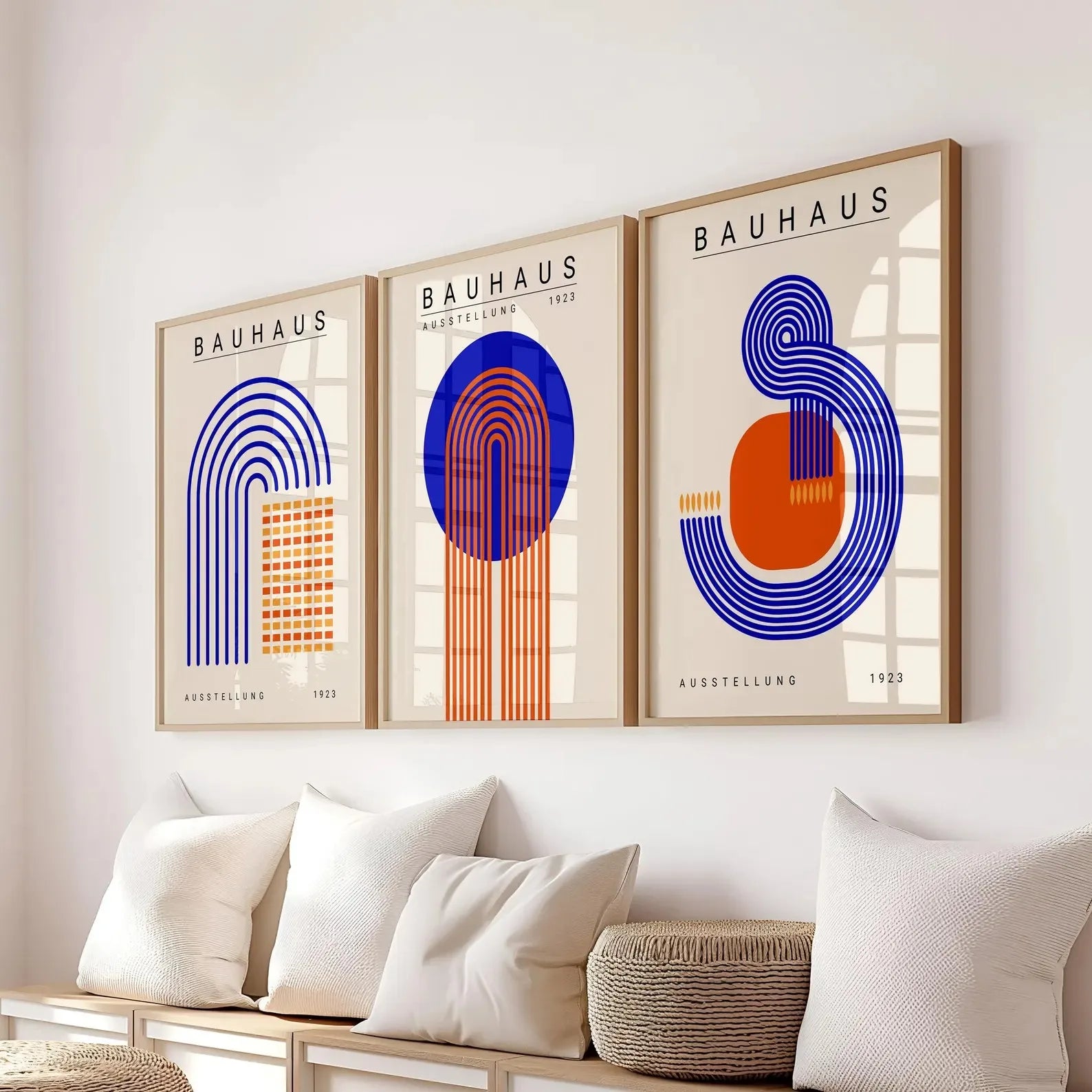 Blue Yellow Abstract Line Wall Art