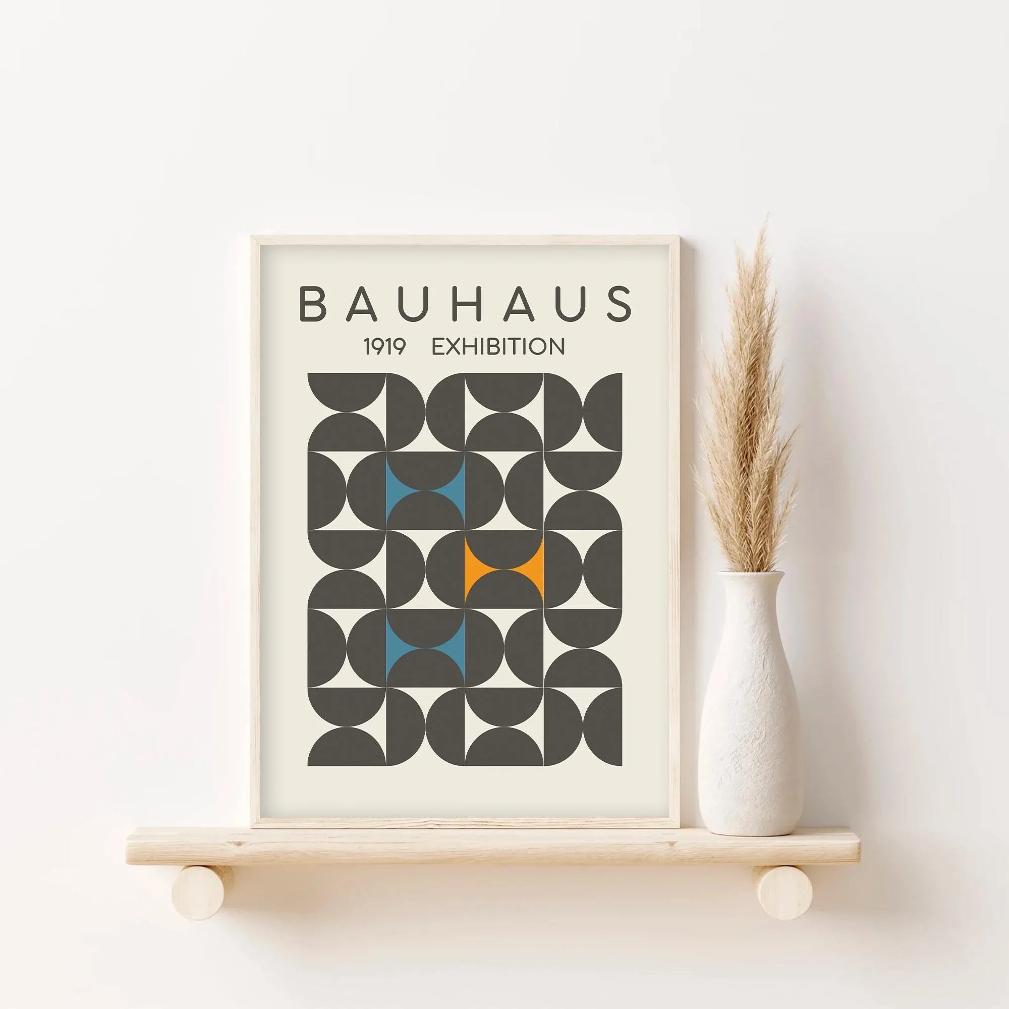 Blue Yellow Abstract Line Wall Art