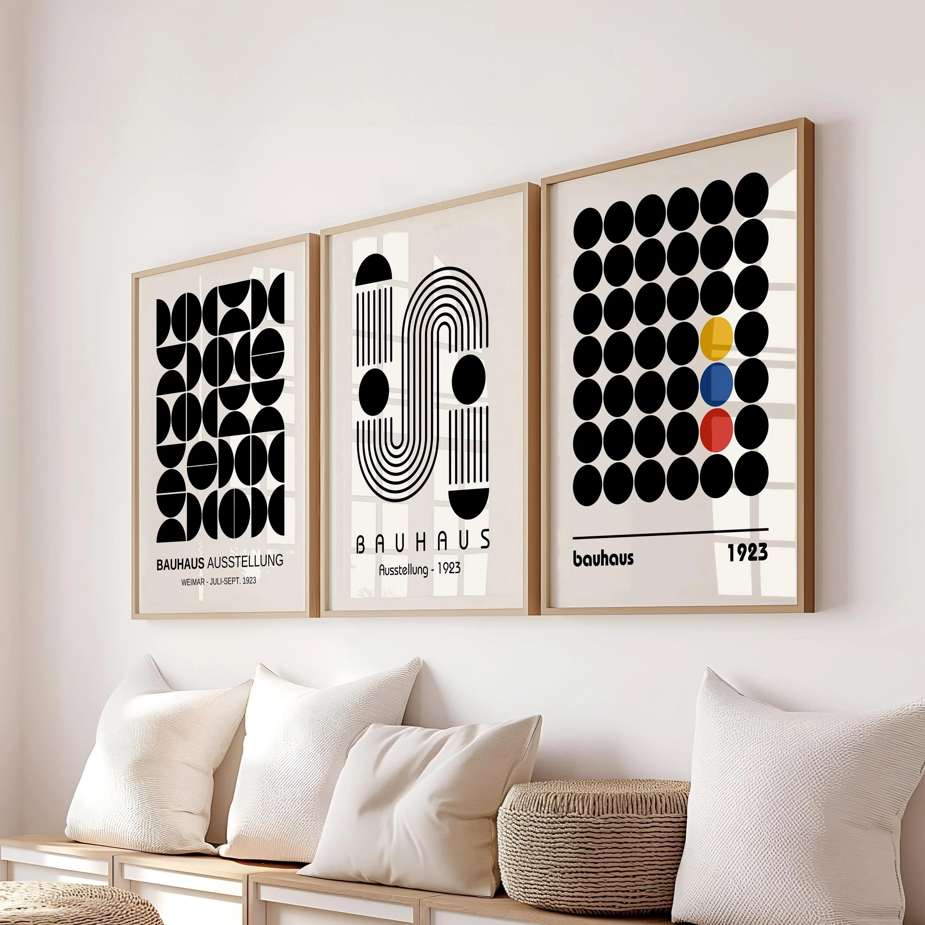 Blue Yellow Abstract Line Wall Art