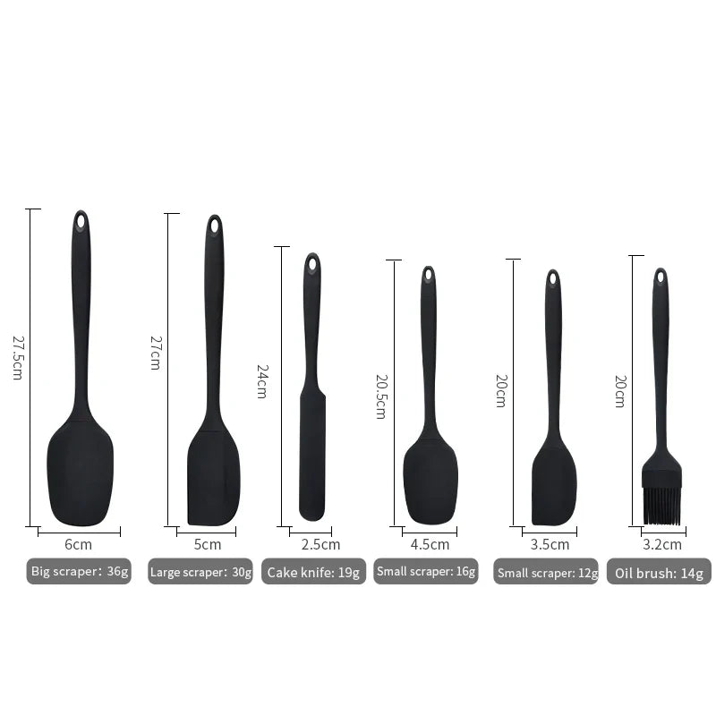 Silicone Kitchenware 6-Piece Set, Cream Scraper, Spatula, Oil Brush, Size Scraper Set Baking Tool, Non-Integrated Hand
